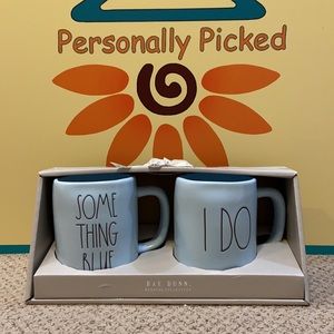 Rae Dunn SOMETHING BLUE & I DO Mug Set